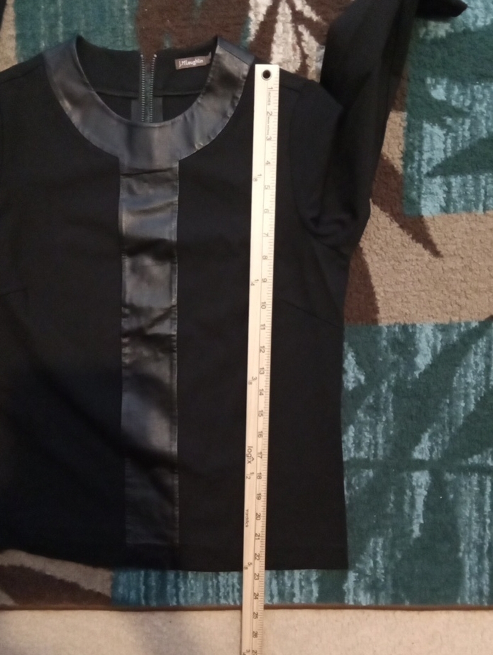 J.Mclaughlin Top Black Leather Trim 100% Lamb Napa Skin Professional Womens S - Picture 9 of 10